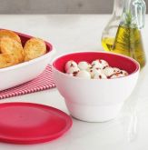 Tupperware Serve e Conserva Allegra 1 Litro Branco e Vermelho