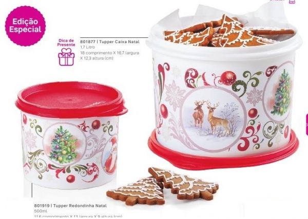 Tupperware Redondinha Natal + Caixa Natal Kit 2 Peças