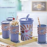 Tupperware Guarda Suco + Copos MilkShake Kit 5 Peças Azul